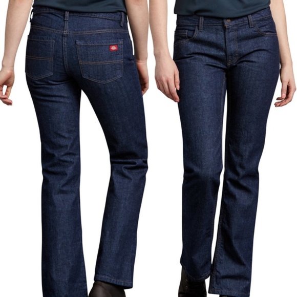 Dickies Denim - Dickies Relaxed Fit Boot Cut Dark Wash Denim Jeans 100% Cotton Women's Size 16